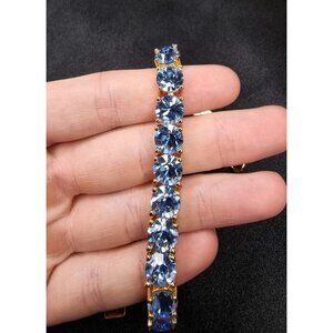Park Lane Gold-Tone Bracelet W/ Blue Crystal Stones Adjustable Clasp New In Box